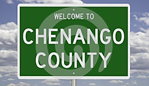 Road sign for Chenango County