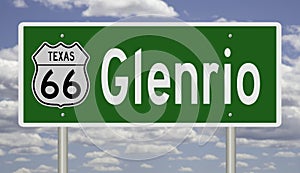 Road sign for Glenrio Texas on Route 66 photo