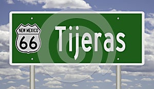 Road sign for Tijeras New Mexico on Route 66 photo