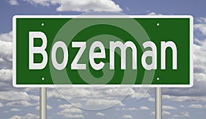 Highway sign for Bozeman Montana photo