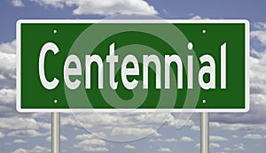 Highway sign for Centennial Colorado photo