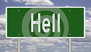 Highway sign for Hell