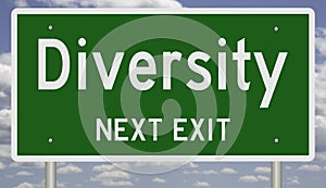 Diversity Next Exit road sign