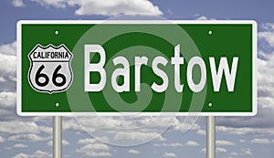Road sign for Barstow California on Route 66 photo