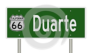 Road sign for Duarte California on Route 66 photo