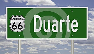 Road sign for Duarte California on Route 66 photo