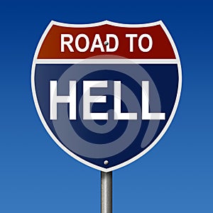 Road to Hell sign