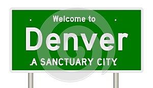 Rendering of highway sign for sanctuary city Denver
