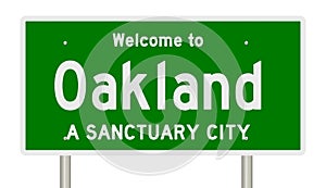 Rendering of highway sign for sanctuary city Oakland