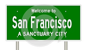 Rendering of highway sign for sanctuary city San Francisco