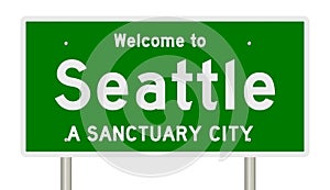 Rendering of highway sign for sanctuary city Seattle