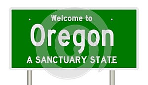 Rendering of highway sign for sanctuary state Oregon