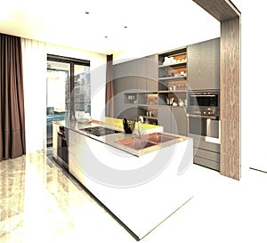 Rendering kitchen room