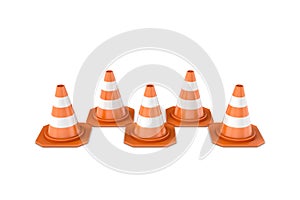 Rendering of orange-white striped traffic cones