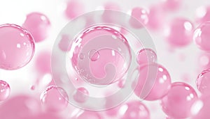 Rendering Of Pink Liquid Bubbles Captured In Motion