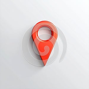Rendering of red location map pin isolated on white background in 3D