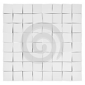 Rendering of white uneven tiles each slightly tilted in different direction