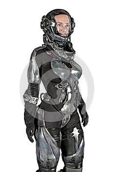 Rendering Woman in Spacesuit Isolated