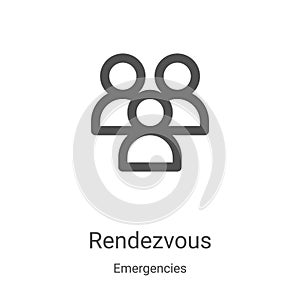 rendezvous icon vector from emergencies collection. Thin line rendezvous outline icon vector illustration. Linear symbol for use