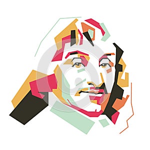 Rene Descartes simple line illustration