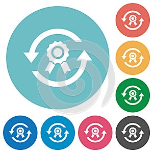 Renew certificate flat round icons