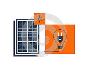 source of energy,Solar panel and sun icon, autonomous electricity