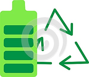 renewable battery on white background. Recycle sign for ecological design. Renewable energy. Hand drawn vector icon