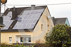 Renewable clean green energy saving efficient solar panels on s