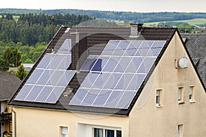 Renewable clean green energy saving efficient solar panels on s