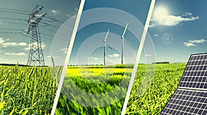 Renewable energies concept collage photo