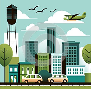 Renewable Energy City Illustration vector