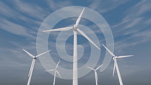 Renewable energy concept, Wind turbines 3D animation