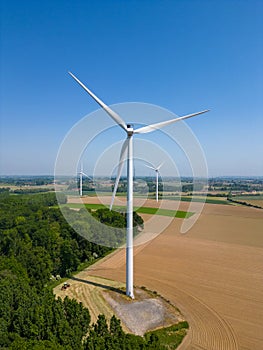 Renewable Energy: Electric Windmill in Farm Fields