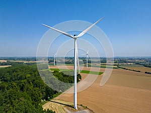 Renewable Energy: Electric Windmill in Farm Fields