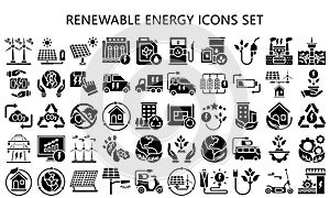 Renewable energy glyph icons pack