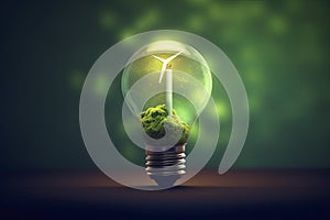 Renewable Energy. Green eco friendly lightbulb, green energy concept