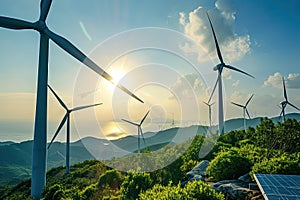 renewable energy with green energy as wind turbines