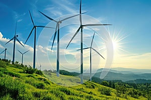 renewable energy with green energy as wind turbines