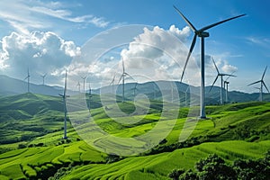 renewable energy with green energy as wind turbines