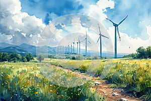 renewable energy with green energy as wind turbines