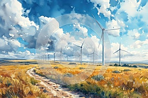 renewable energy with green energy as wind turbines