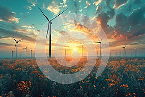 renewable energy with green energy as wind turbines