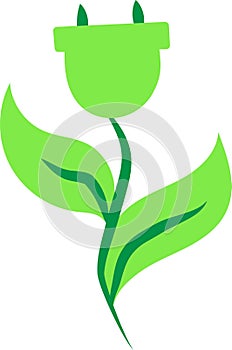 Renewable energy. Green flower. Recycle sign for ecological design zero waste lifestyle. Hand drawn vector recycle icon