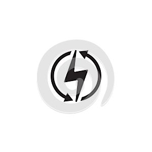 Renewable energy icon, ecology recycle electric power flat icon on white background