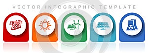 Renewable energy icon set, flat design miscellaneous colorful icons such as power line, sun, solar panel and nuclear power plant