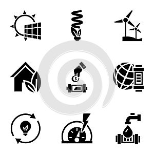 Renewable energy icon set, simple style