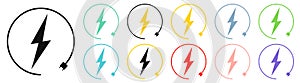 Renewable energy icons, graphic design template, lightning bolt