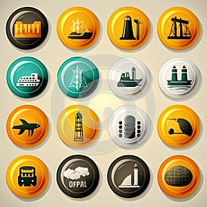 Renewable energy icons multiple logo icons on a light ivory cream background