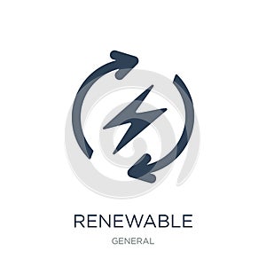 renewable energy label icon in trendy design style. renewable energy label icon isolated on white background. renewable energy