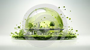 Renewable energy light bulb with green energy. Green energy concept illustrating renewable and sustainable energy